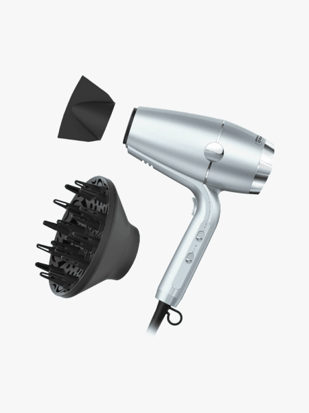 InfinitiPro by Conair SmoothWrap Hair Dryer in branded component on a light gray background
